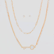 Gold 2 Layer Key Necklace Set